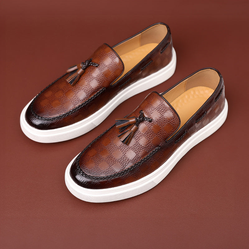 Loafers Embossed Tassel Artificial Leather