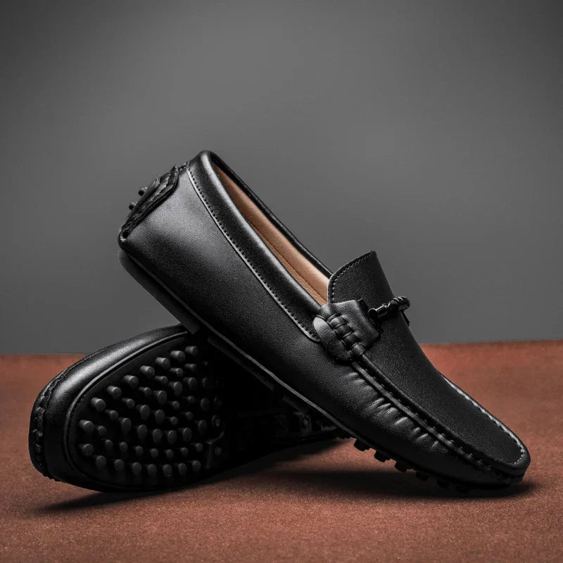 Loafers Italian Leather Slip On Cushioned Footbed
