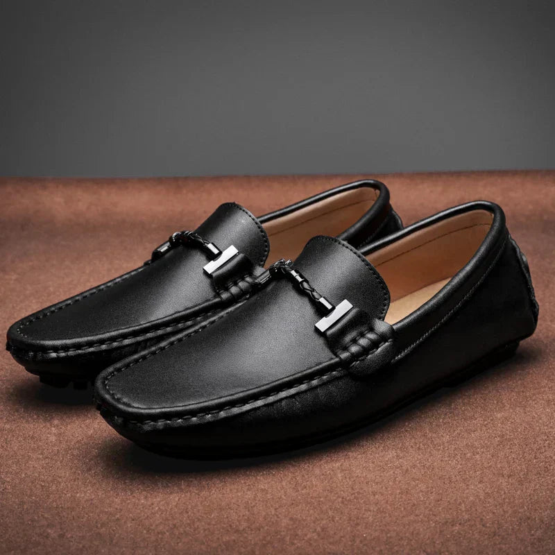 Loafers Italian Leather Slip On Cushioned Footbed