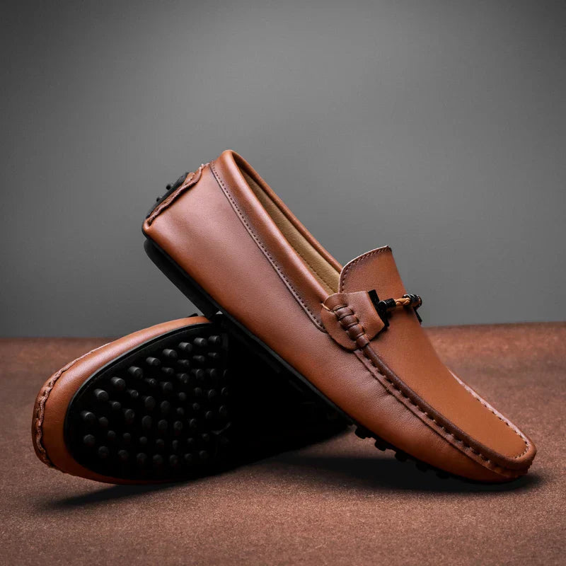 Loafers Italian Leather Slip On Cushioned Footbed