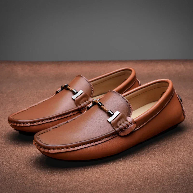 Loafers Italian Leather Slip On Cushioned Footbed