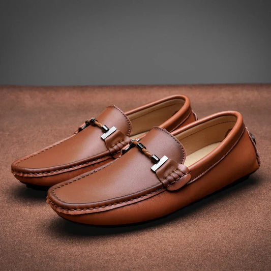 Loafers Italian Leather Slip On Cushioned Footbed