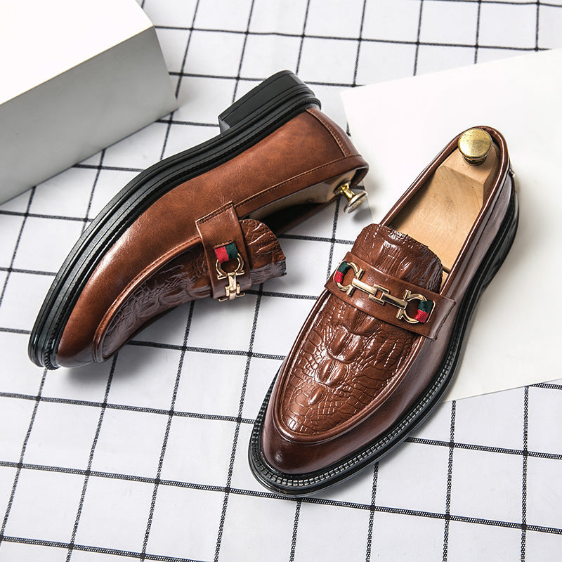 Loafers Men's Embossed Leather Bit Slip On