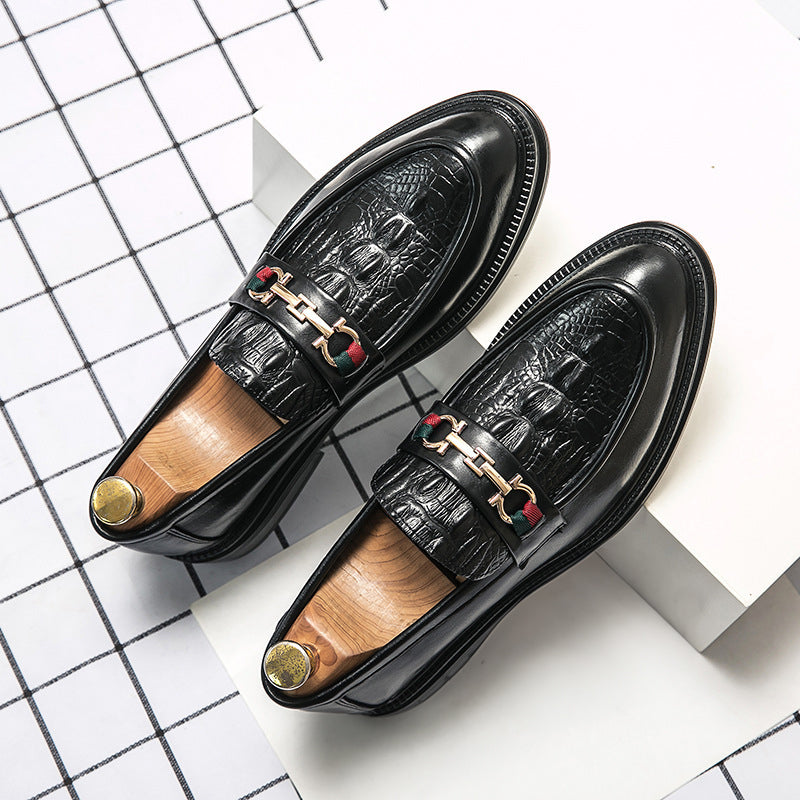 Loafers Men's Embossed Leather Bit Slip On