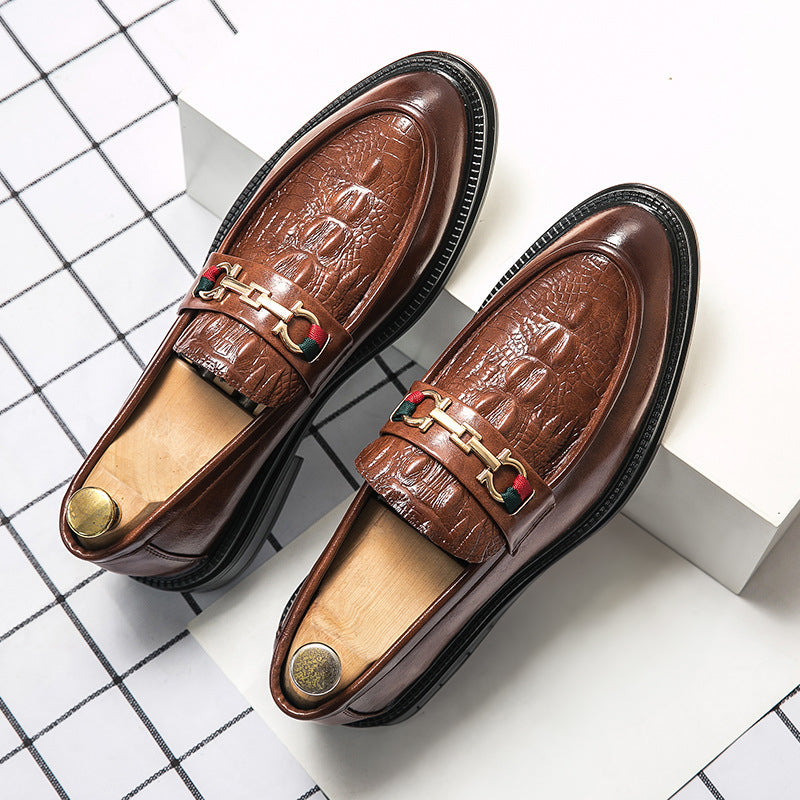 Loafers Men's Embossed Leather Bit Slip On