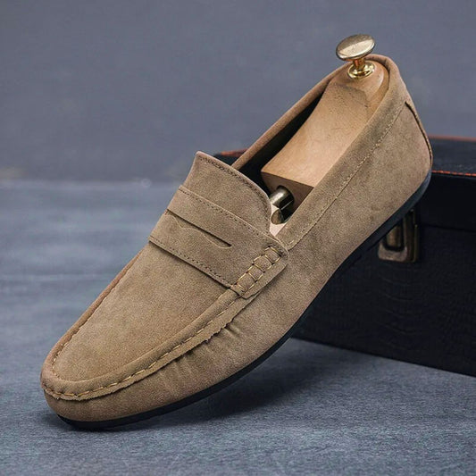 Loafers Suede Driving Slip On Rubber Sole