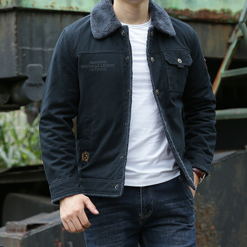 Outdoor Jacket Windproof Cotton Lined Deep Pockets