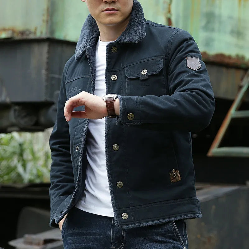 Outdoor Jacket Windproof Cotton Lined Deep Pockets