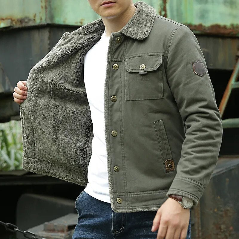 Outdoor Jacket Windproof Cotton Lined Deep Pockets