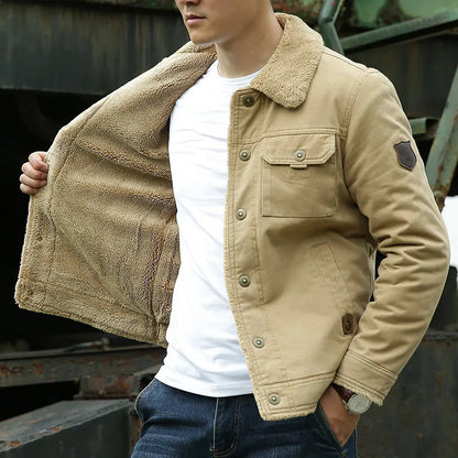 Outdoor Jacket Windproof Cotton Lined Deep Pockets