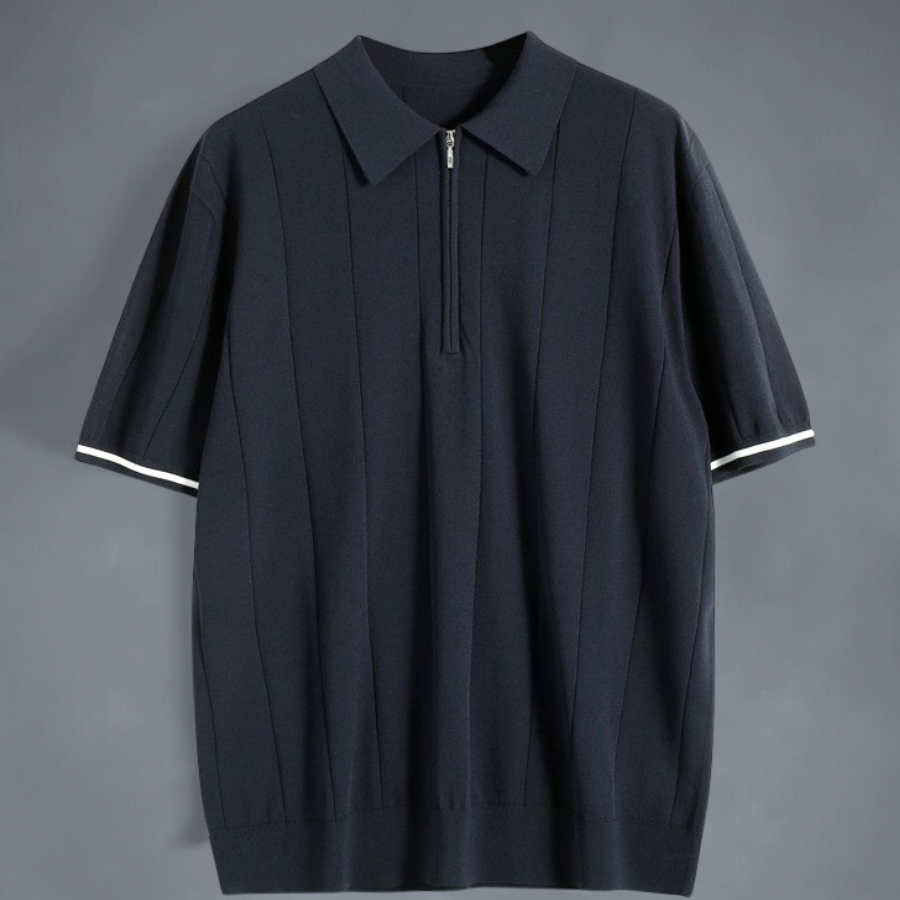 Polo Shirt Mens Cotton Quarter Zip