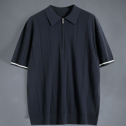 Polo Shirt Mens Cotton Quarter Zip