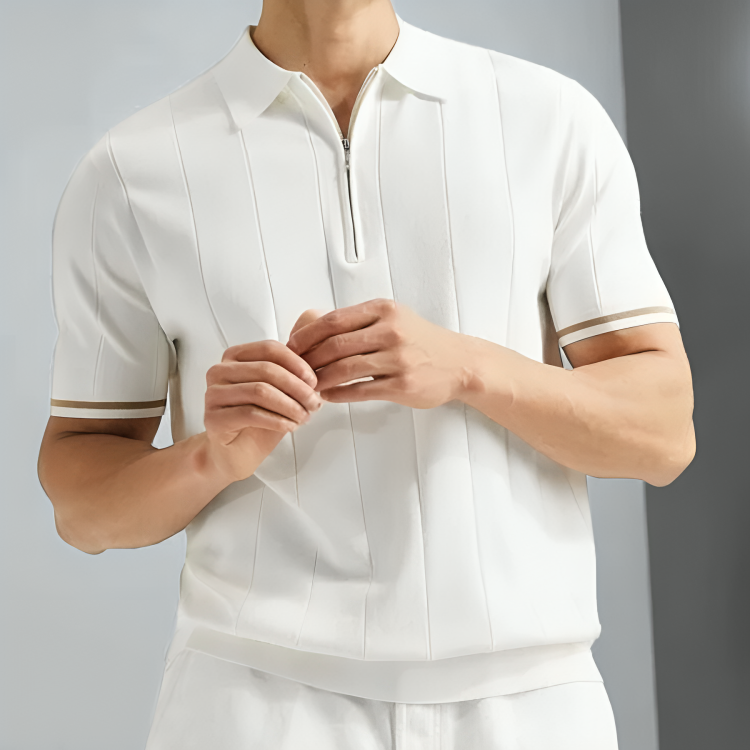 Polo Shirt Mens Cotton Quarter Zip