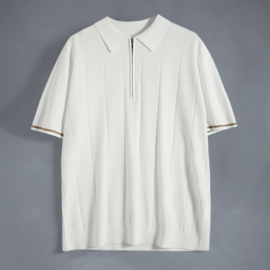 Polo Shirt Mens Cotton Quarter Zip