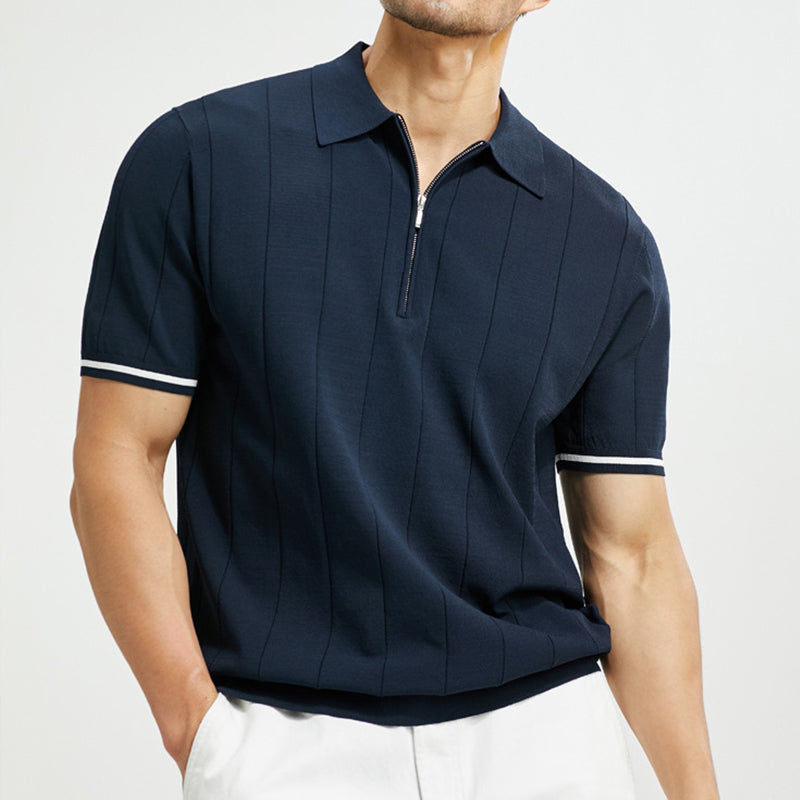 Polo Shirt Mens Cotton Quarter Zip