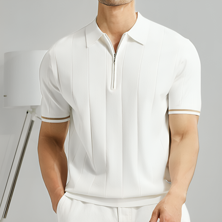 Polo Shirt Mens Cotton Quarter Zip
