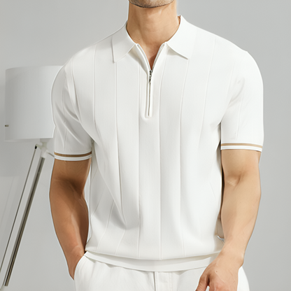 Polo Shirt Mens Cotton Quarter Zip