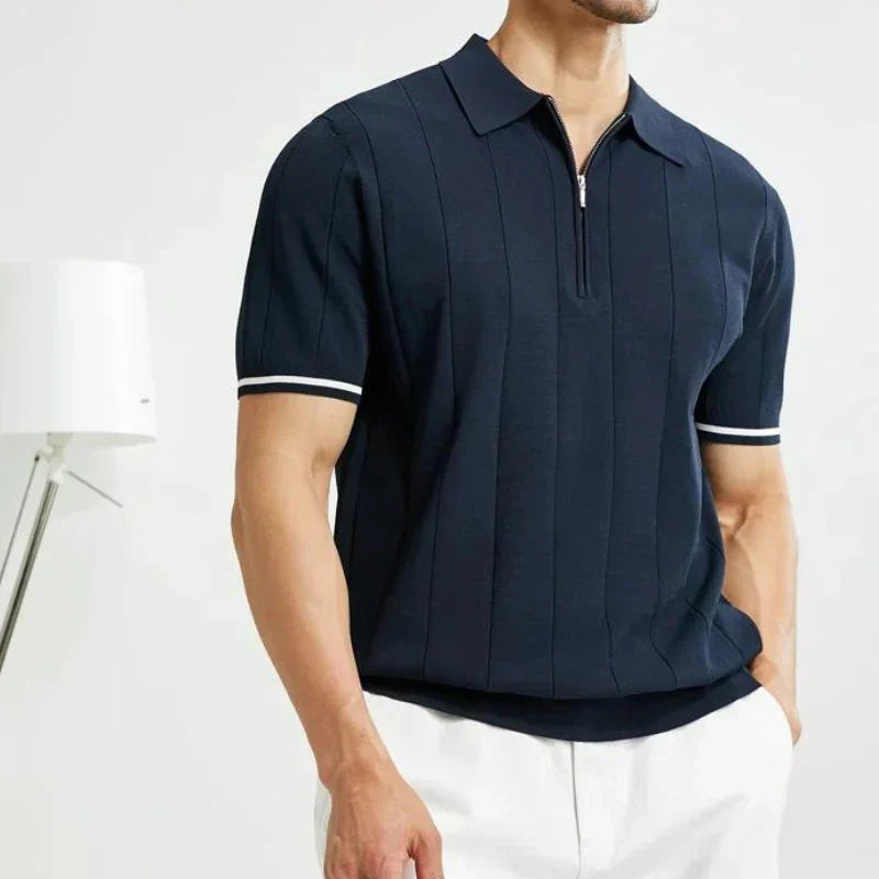 Polo Shirt Mens Cotton Quarter Zip
