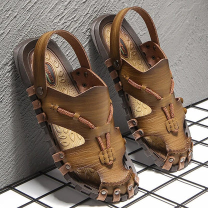 Sandals Mens Genuine Leather Tribal Comfort Insole
