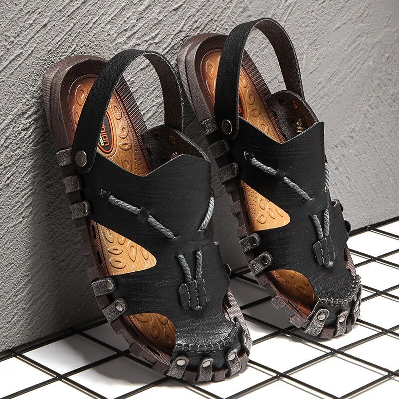 Sandals Mens Genuine Leather Tribal Comfort Insole