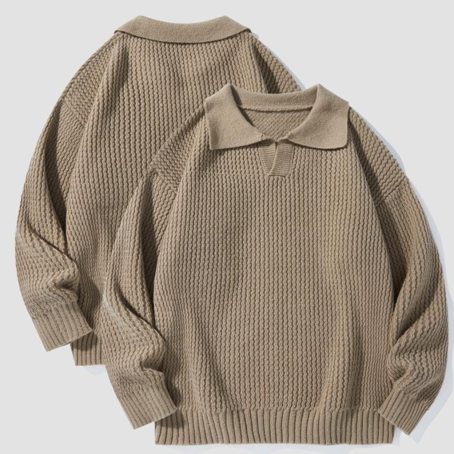 Shirt Collared Waffle Knit Relaxed Fit