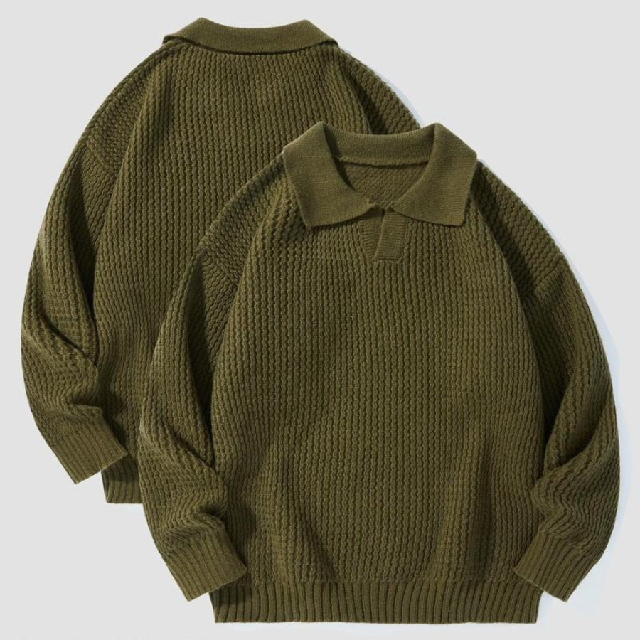 Shirt Collared Waffle Knit Relaxed Fit