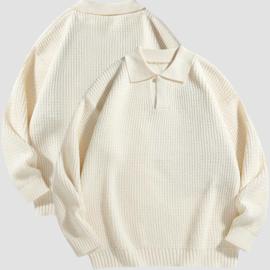 Shirt Collared Waffle Knit Relaxed Fit