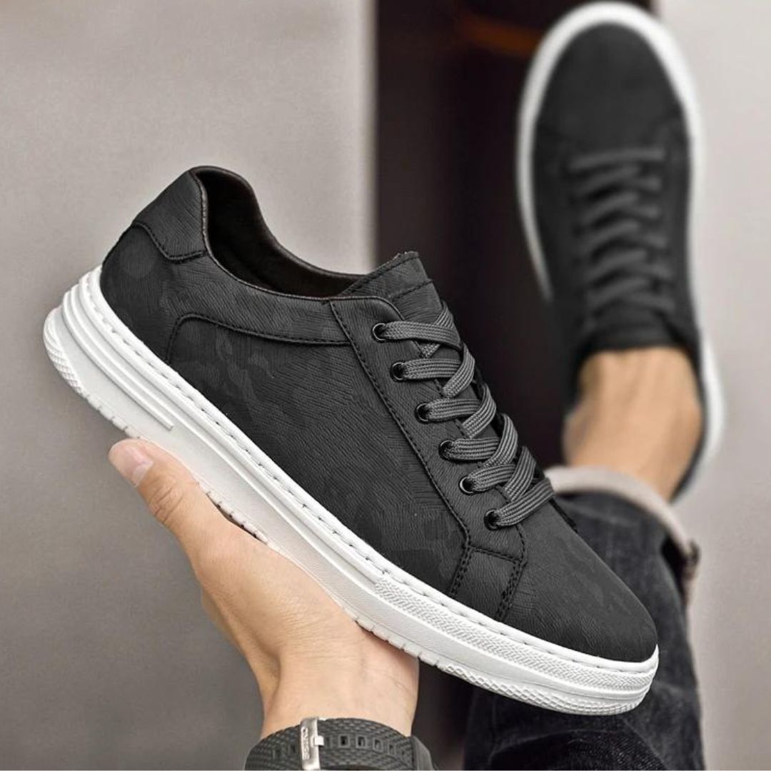Sneakers Handcrafted Leather Minimalist Textured Camo