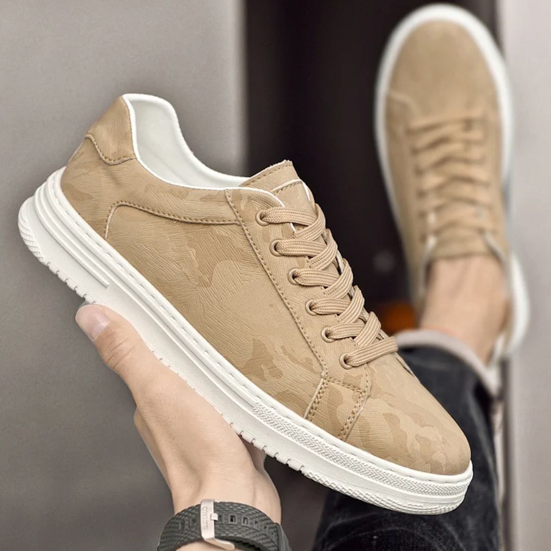Sneakers Handcrafted Leather Minimalist Textured Camo