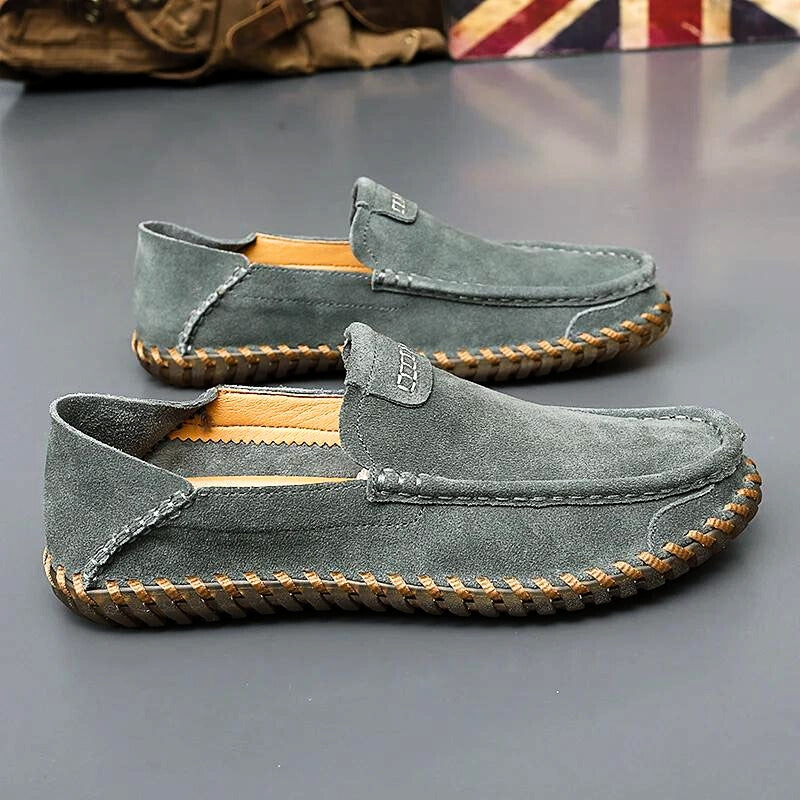 Suede Dress Loafers Hand Stitched Cushioned Insole