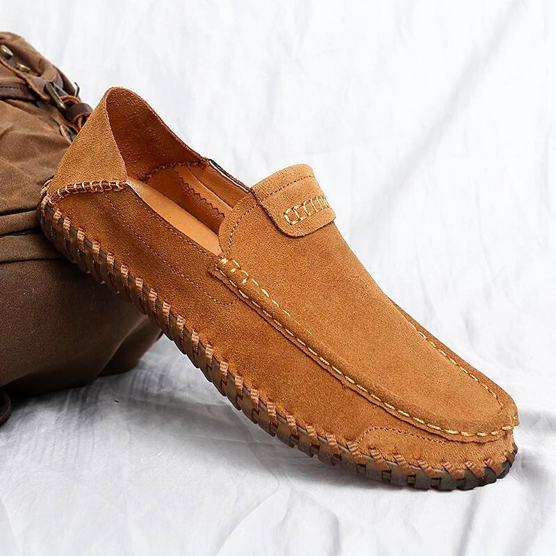 Suede Dress Loafers Hand Stitched Cushioned Insole