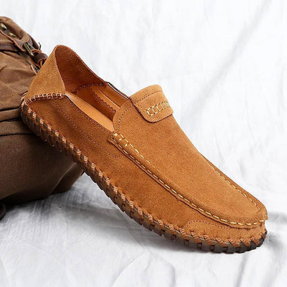 Suede Dress Loafers Hand Stitched Cushioned Insole