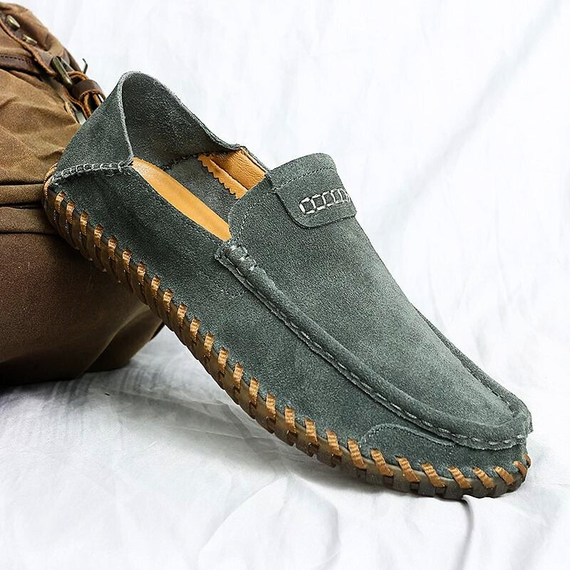 Suede Dress Loafers Hand Stitched Cushioned Insole
