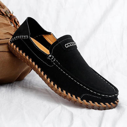 Suede Dress Loafers Hand Stitched Cushioned Insole