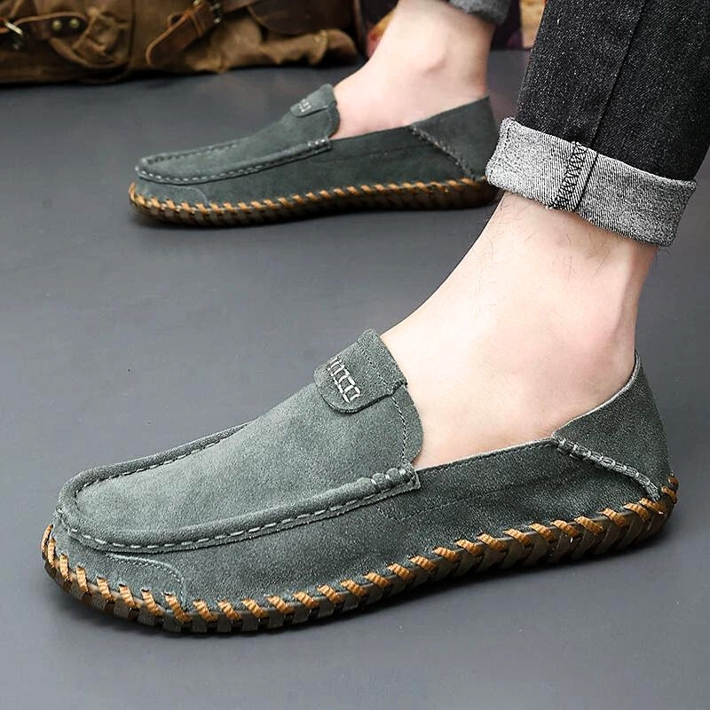 Suede Dress Loafers Hand Stitched Cushioned Insole
