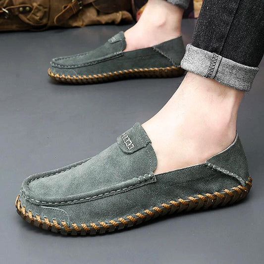 Suede Dress Loafers Hand Stitched Cushioned Insole