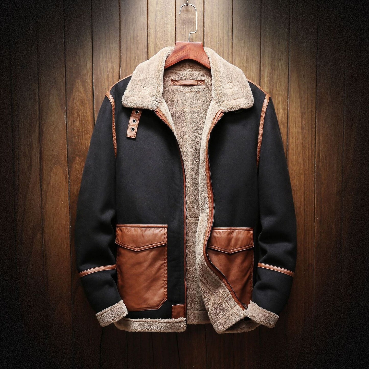 Suede Jacket Vintage Hand Burnished Fleece Lined