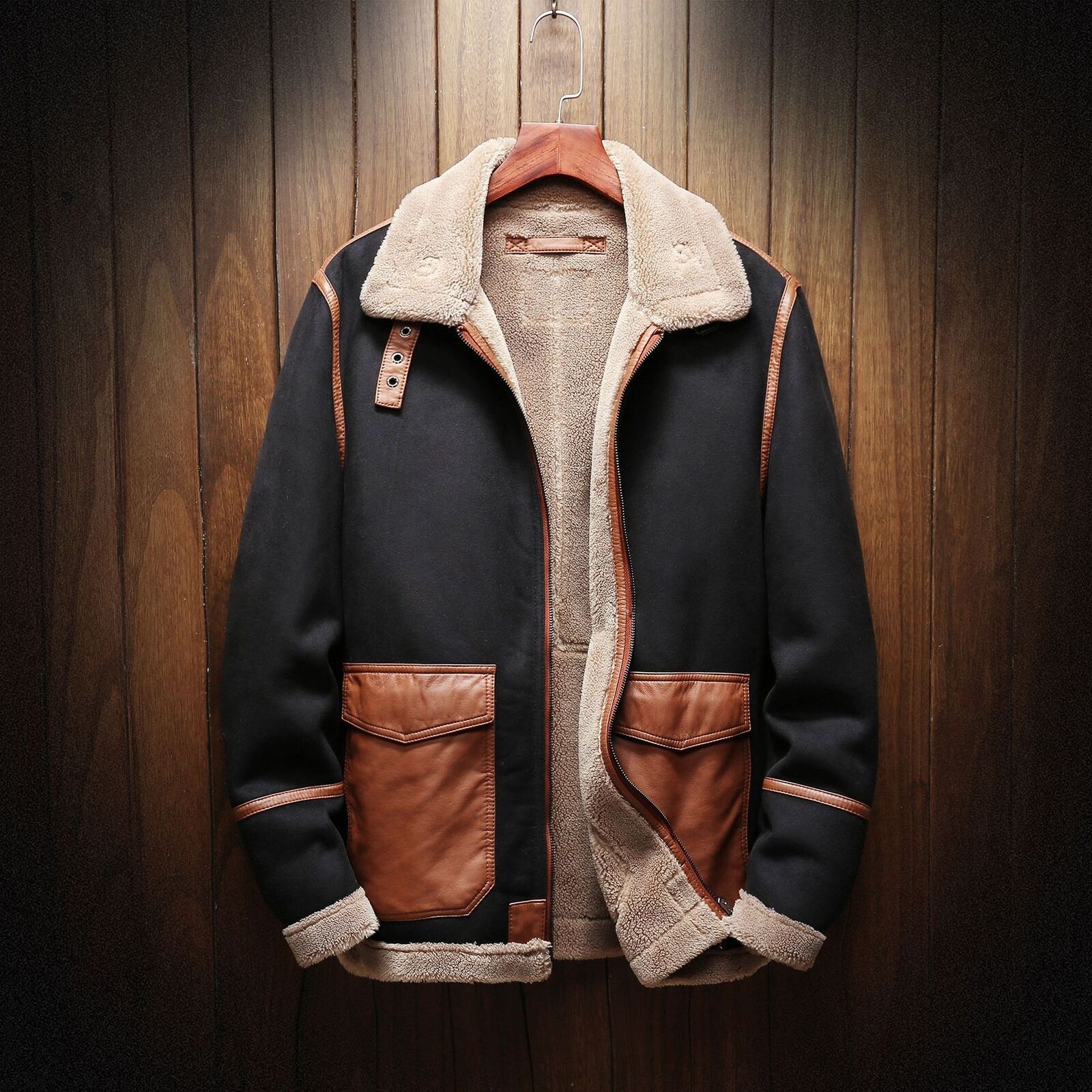 Suede Jacket Vintage Hand Burnished Fleece Lined