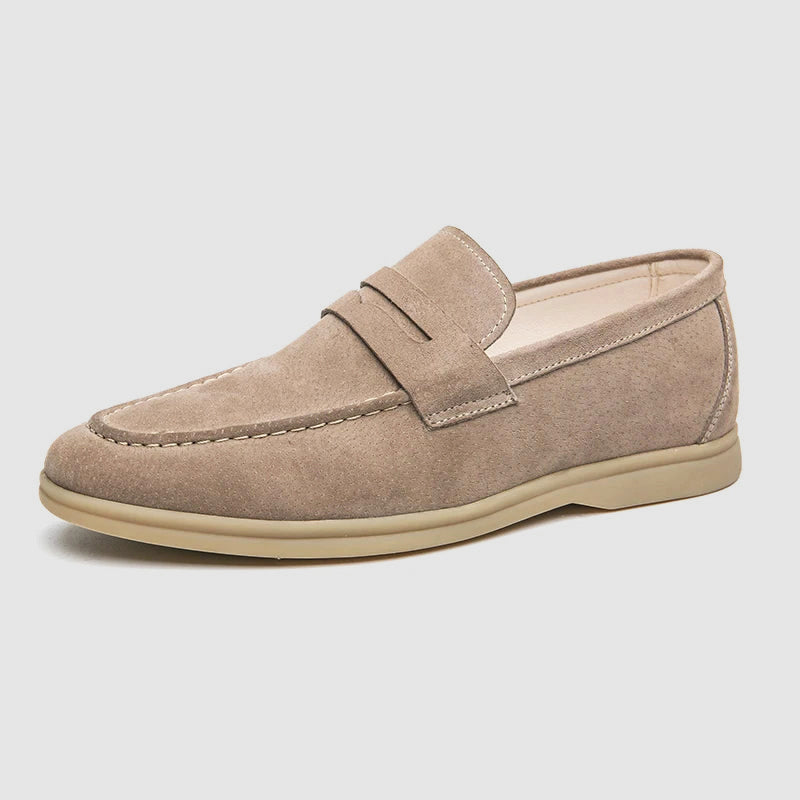 Suede Loafers Cushioned Slip On Dual Buckle