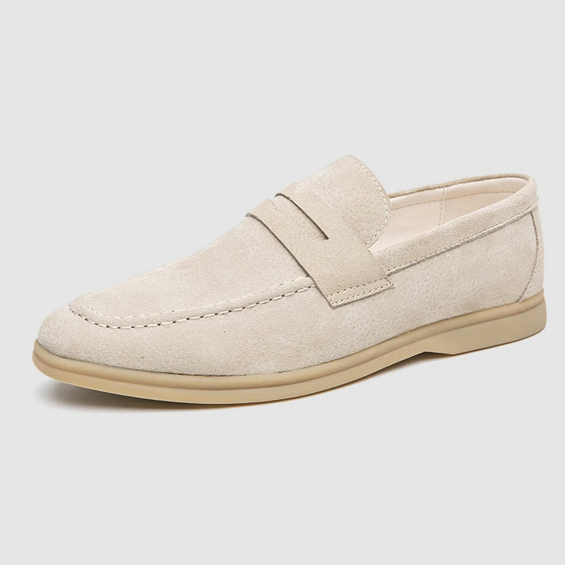 Suede Loafers Cushioned Slip On Dual Buckle