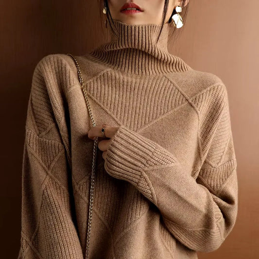 Sweater Women's Cashmere Turtleneck Relaxed Fit