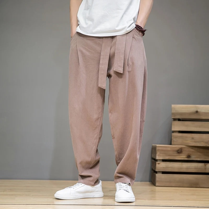 Sweatpants Linen Blend Soft Drawstring Pockets