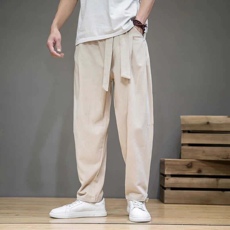 Sweatpants Linen Blend Soft Drawstring Pockets