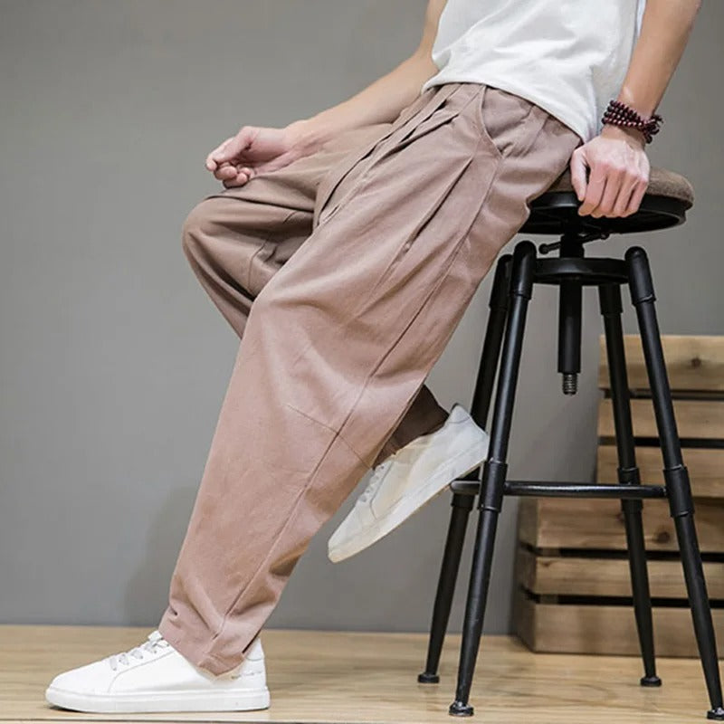 Sweatpants Linen Blend Soft Drawstring Pockets