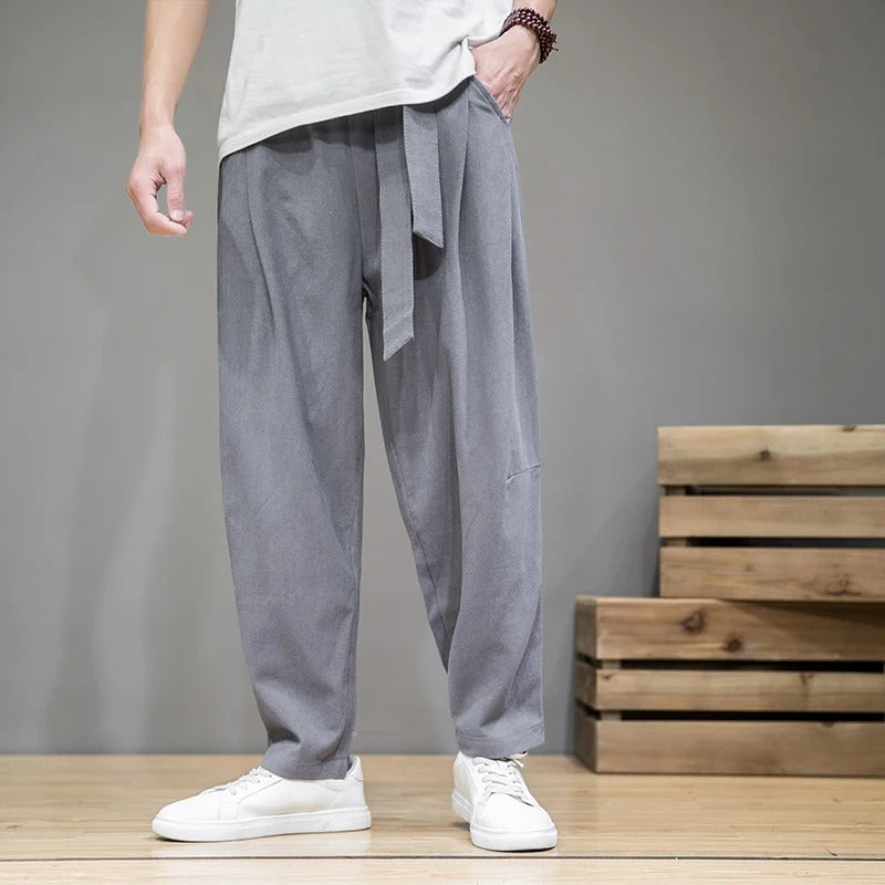 Sweatpants Linen Blend Soft Drawstring Pockets