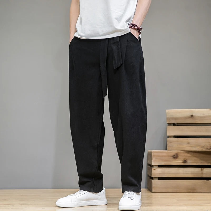 Sweatpants Linen Blend Soft Drawstring Pockets