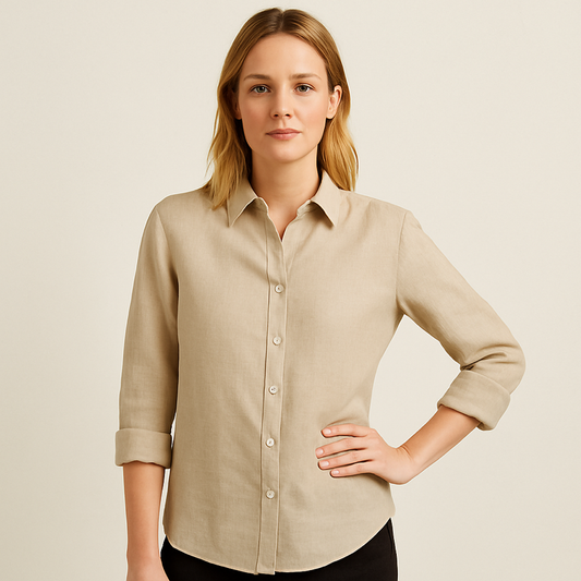 Women’s Classic Linen Shirt – Beige